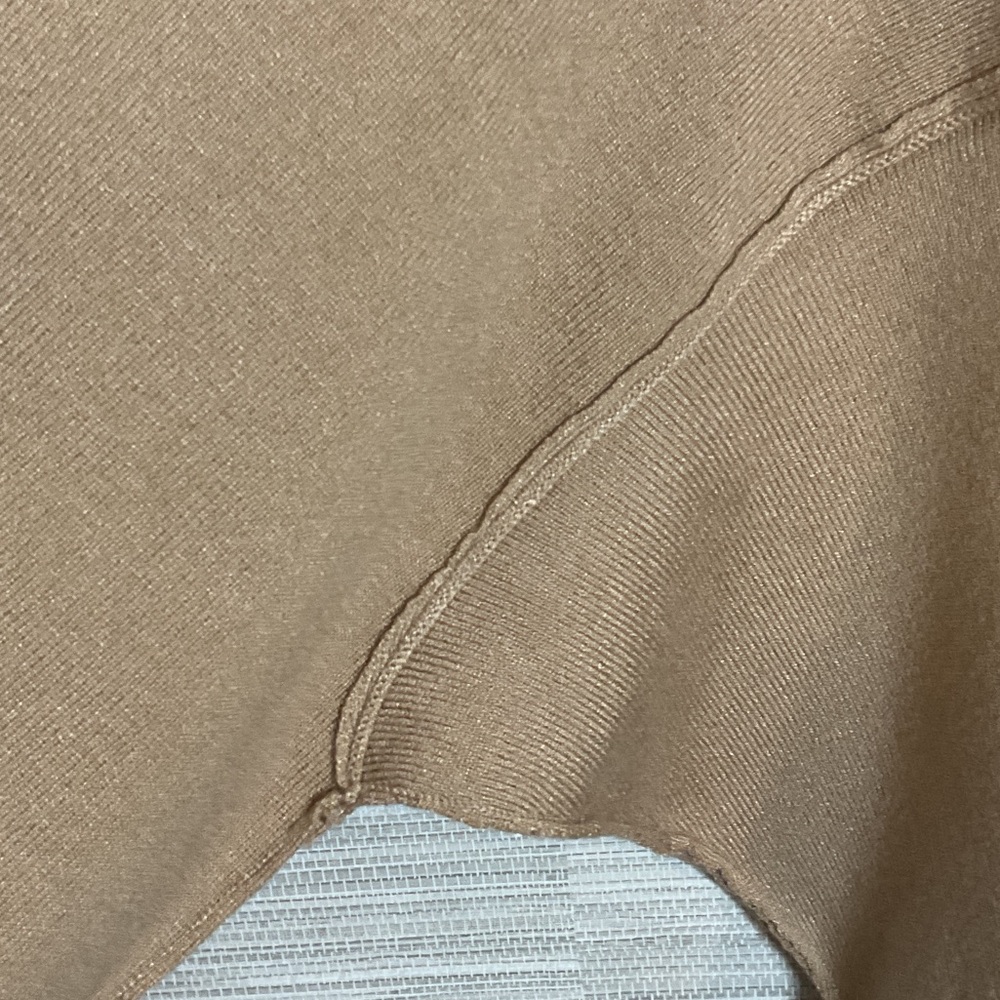 Line and Dot Favorite Off Shoulder Sweater Taupe Large Asymmetrical Tan - Picture 16 of 16